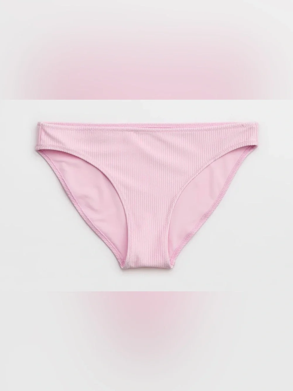 NWT Aerie Shine Rib Full Coverage Bikini Bottom Light Parfait Pink - Sz S